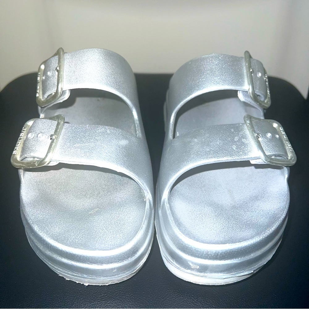Silver platform sandals